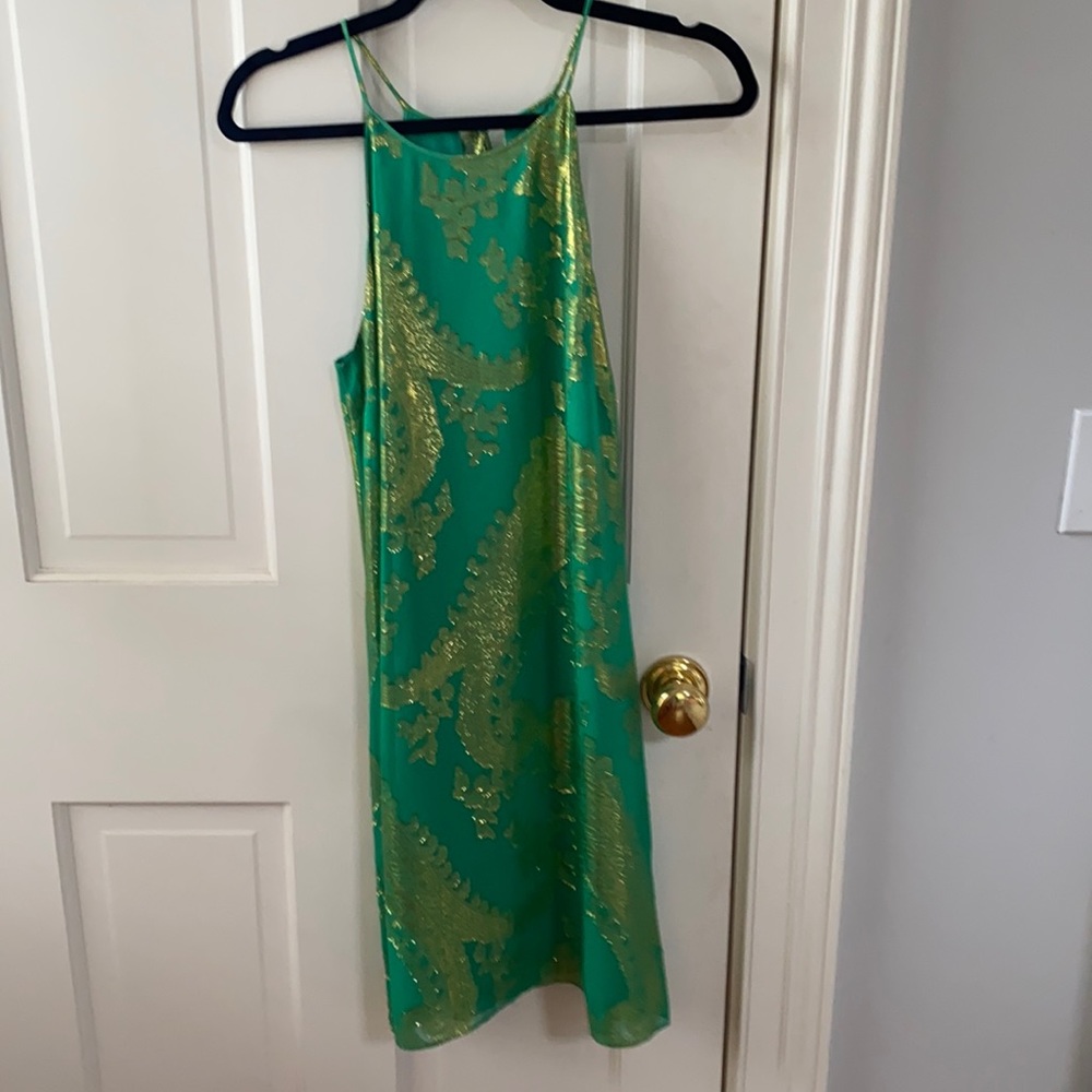 Worn once - Emerald Green and Gold Lilly Pulitzer Dress